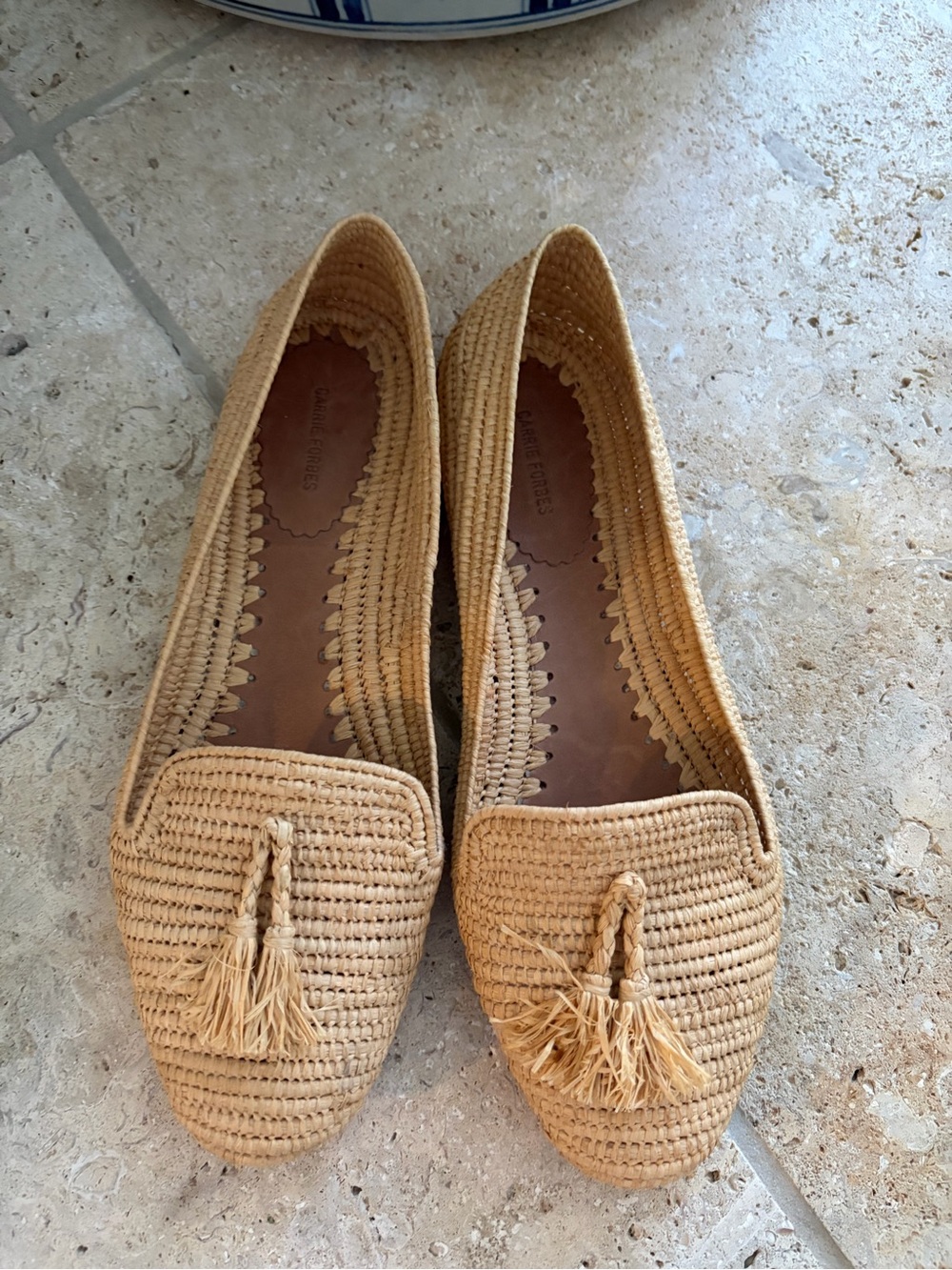 Woven Tassel Slip-On Loafers in Natural